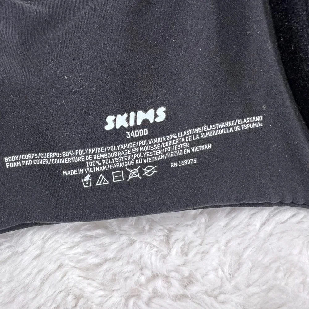 SKIMS‎ Women's Fits Everybody T-Shirt Bra Onyx Black BR-UWR-2294 Size 34DDD NWT - Picture 10 of 12